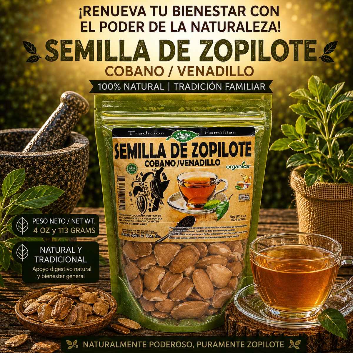 Semilla de Zopilote (Cobano/Venadillo) 100% Natural | 4 oz (113 g) | Swietenia humilis | Semilla Tradicional Mexicana
