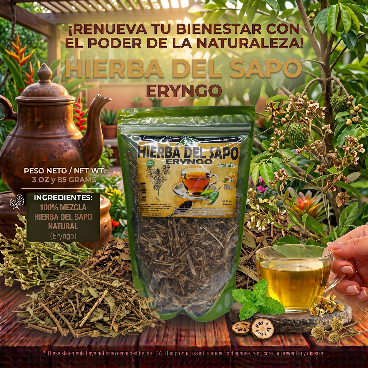 Hierba del Sapo (Eryngo) 100% Natural | 3 oz (85 g) | Eryngium heterophyllum | Hierba Ancestral Mexicana