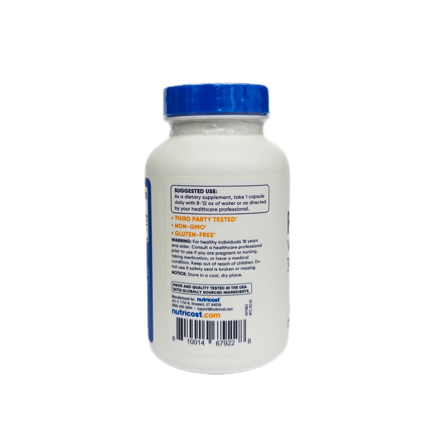 Nutricost Ácido Fólico (Vitamina B9) — 1,000 MCG