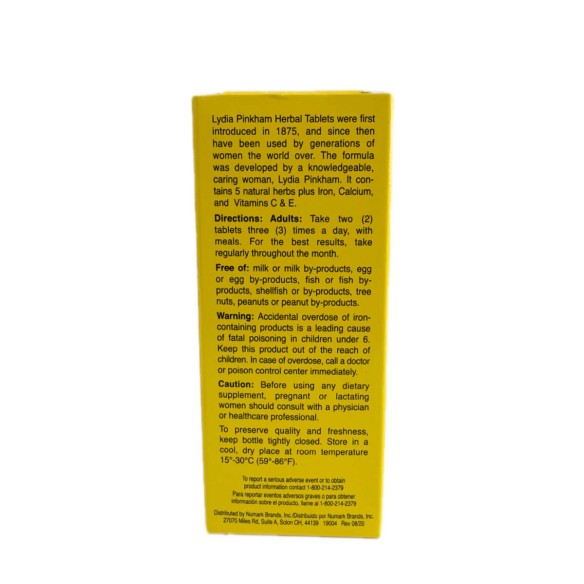 Lydia Pinkham – Suplemento Herbario en Tabletas con Hierbas, Hierro, Calcio y Vitaminas C y E – Apoyo Nutricional – 150 Tabletas