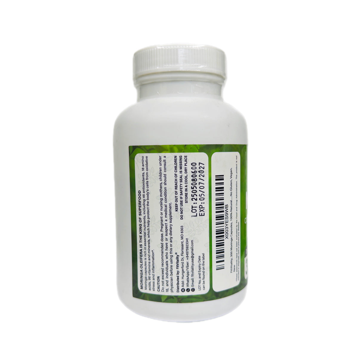 Moringa Pura — Superalimento Verde Completo, 10,000mg por porción, 300 cápsula