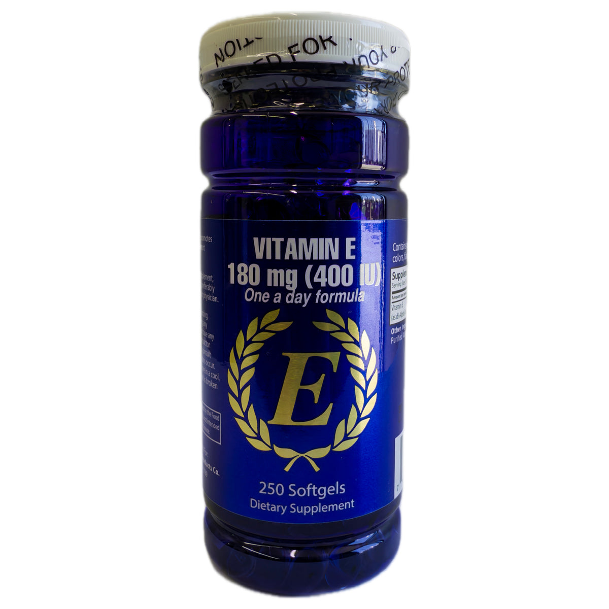 Vitamina E 180 mg (400 UI) – Antioxidante – Suplemento Dietético – 250 Cápsulas Blandas (Softgels)