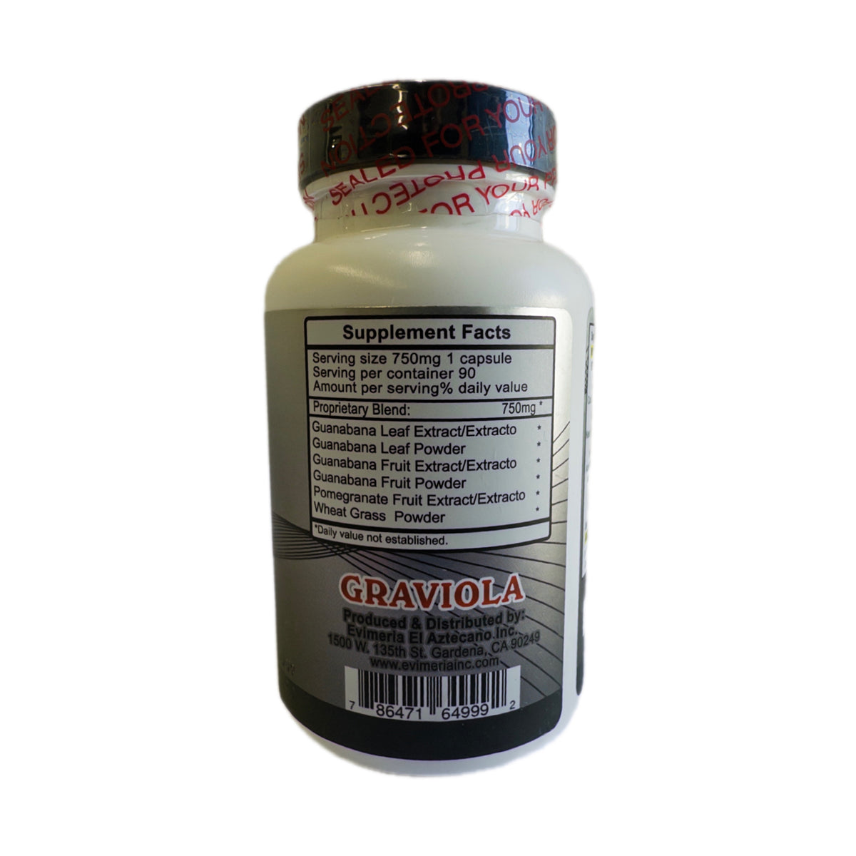 Guanábana (Graviola) en Cápsulas – Suplemento Herbal con Hoja y Fruta – 90 Cápsulas de 750 mg