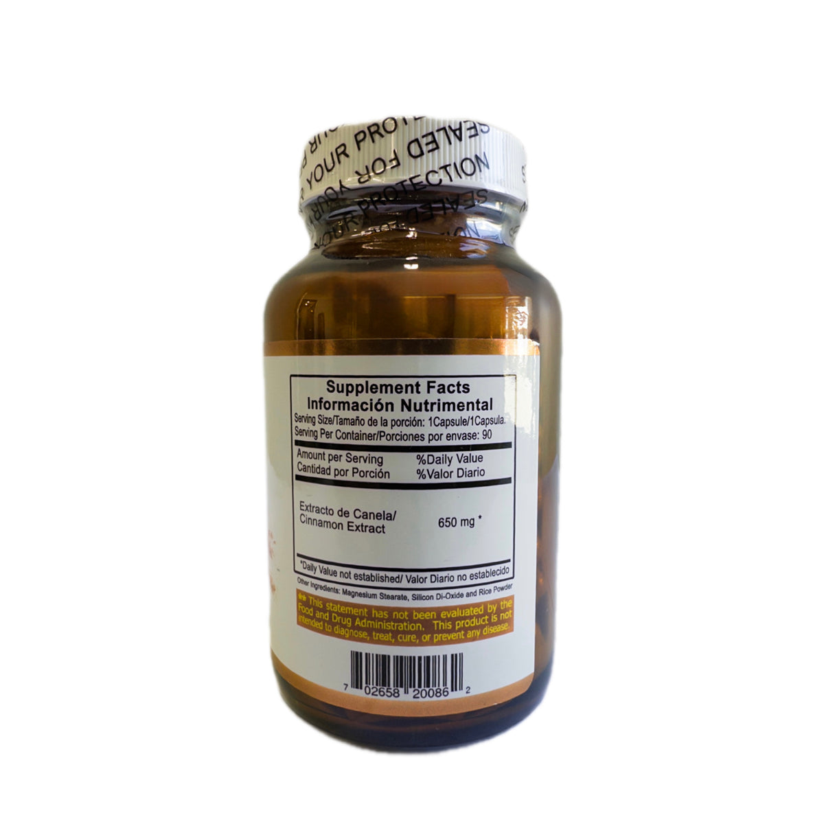 Canela en Cápsulas – Suplemento Herbal de Extracto de Canela – 90 Cápsulas de 650 mg