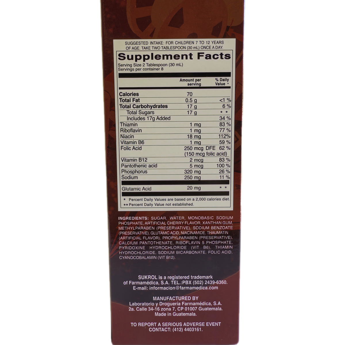 Jarabe Multivitamínico con Complejo B para Niños de 7 a 12 Años – Sabor Cereza, 8 fl oz (240 mL)