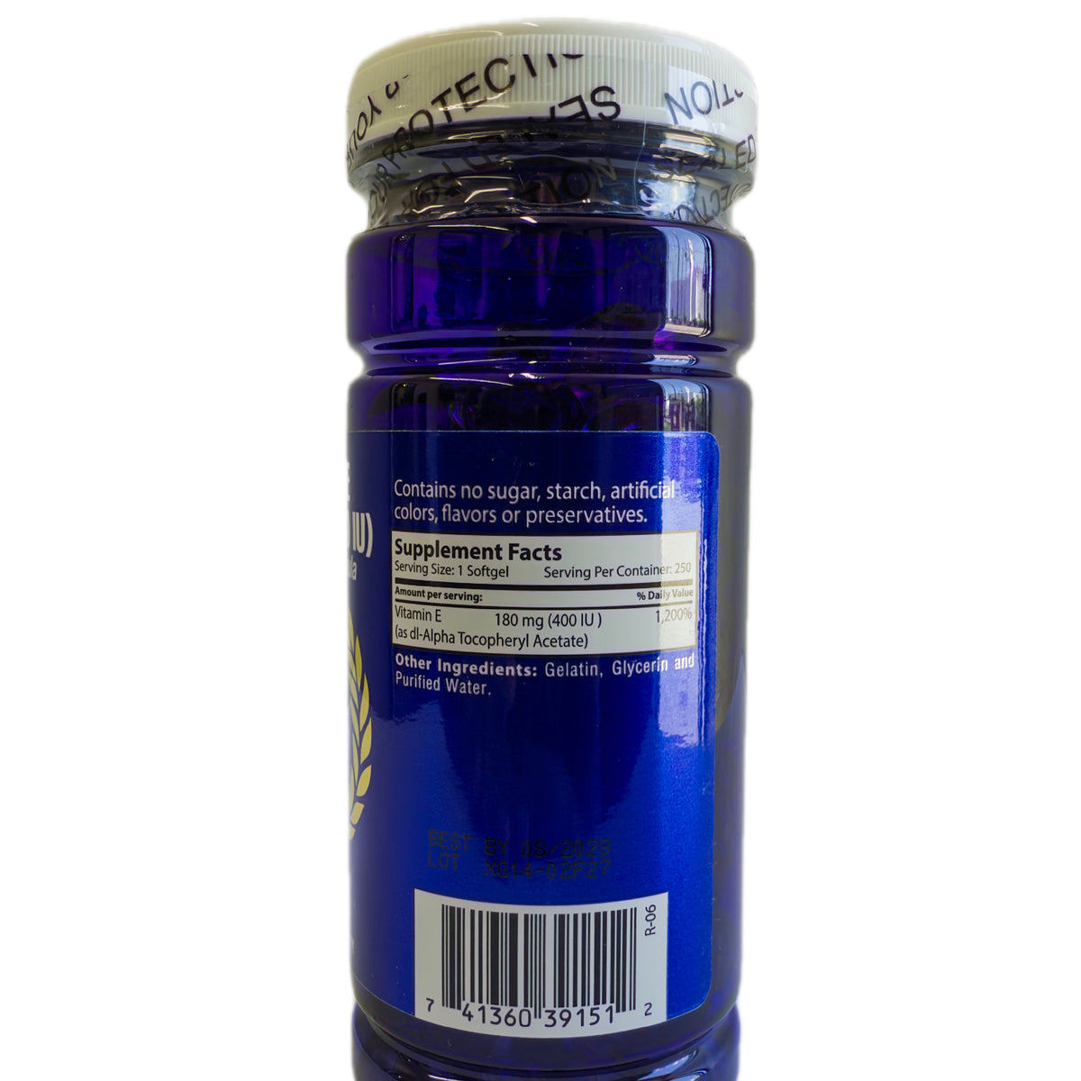 Vitamina E 180 mg (400 UI) – Antioxidante – Suplemento Dietético – 250 Cápsulas Blandas (Softgels)