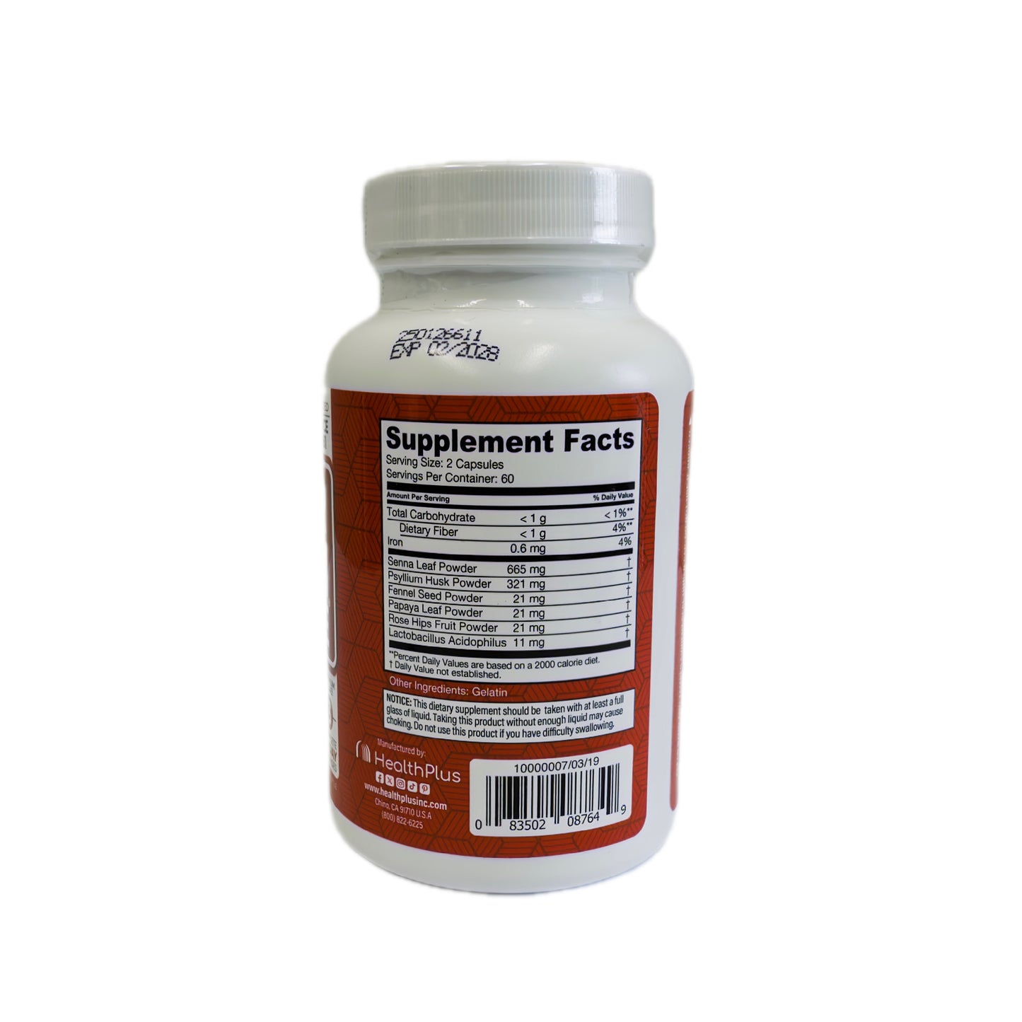 HealthPlus Super Colon Cleanse — Limpieza de Colon con Senna y Psyllium