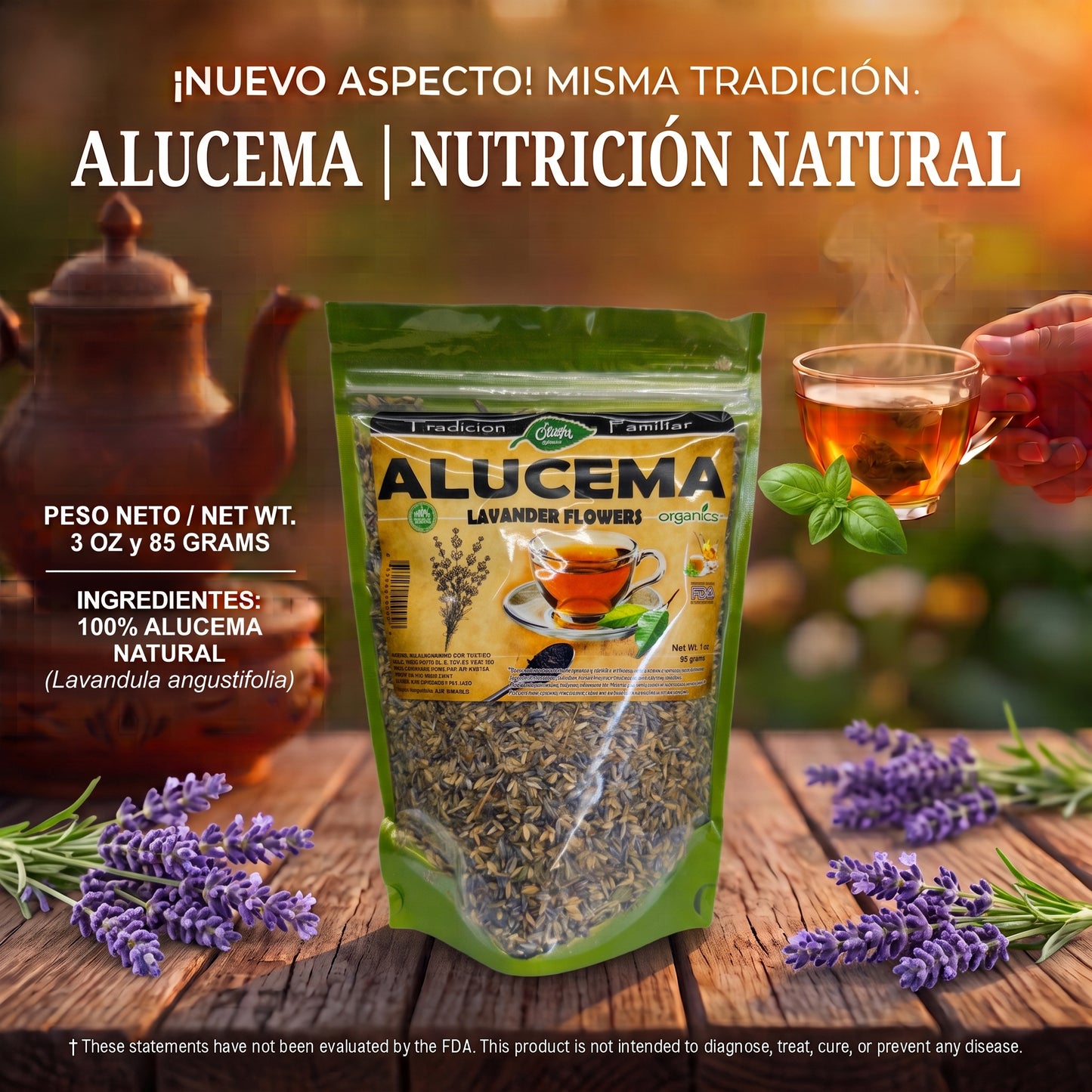 Alucema (Lavanda) 100% Natural | 3 oz (85 g) | Lavandula angustifolia | Flores Ancestrales Multiuso