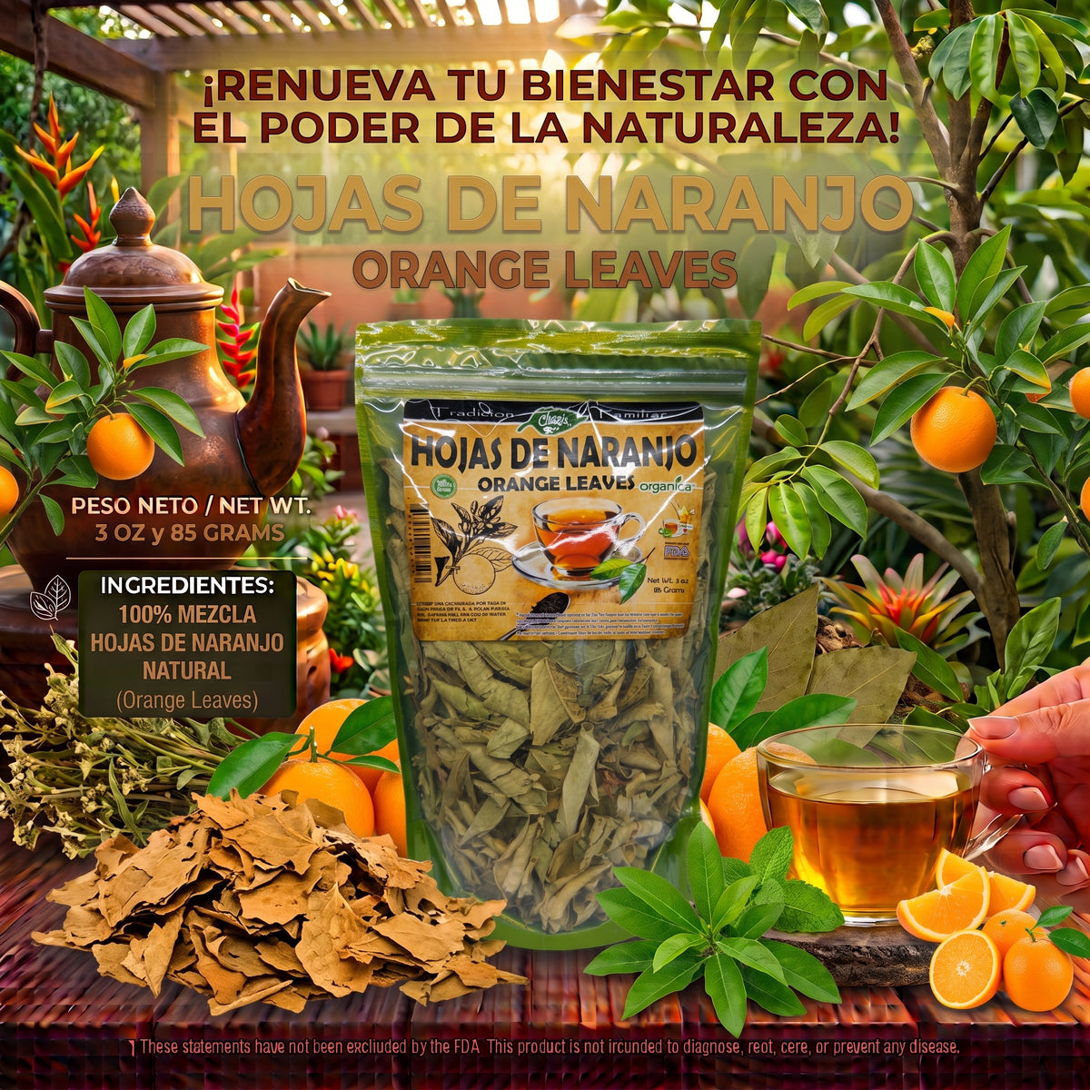 Hojas de Naranjo (Orange Leaves) 100% Natural | 3 oz (85 g) | Citrus sinensis | Hoja Tradicional Multiuso