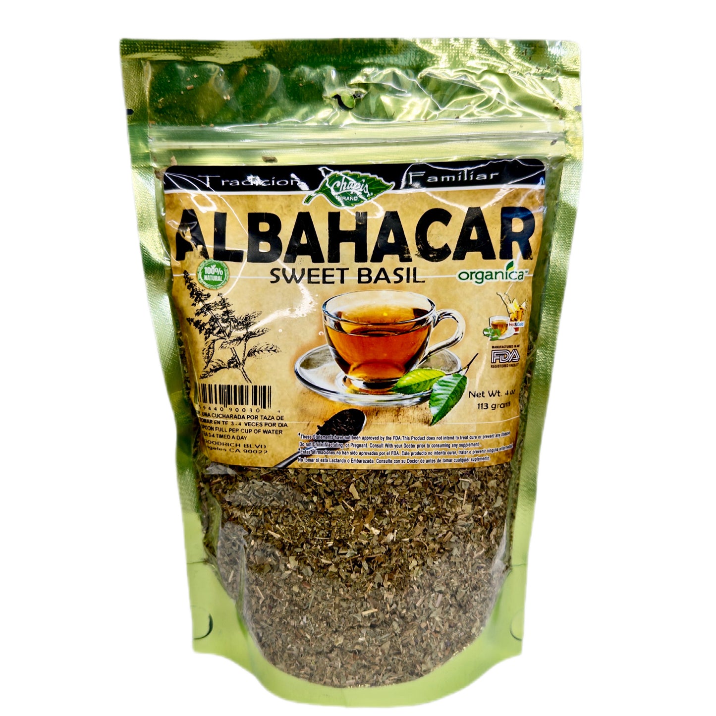 Albahacar (Sweet Basil) 100% Natural | 4 oz (113 g) | Ocimum basilicum | Hierba Tradicional