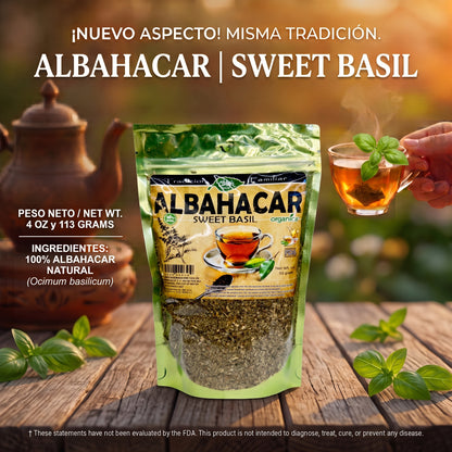 Albahacar (Sweet Basil) 100% Natural | 4 oz (113 g) | Ocimum basilicum | Hierba Tradicional