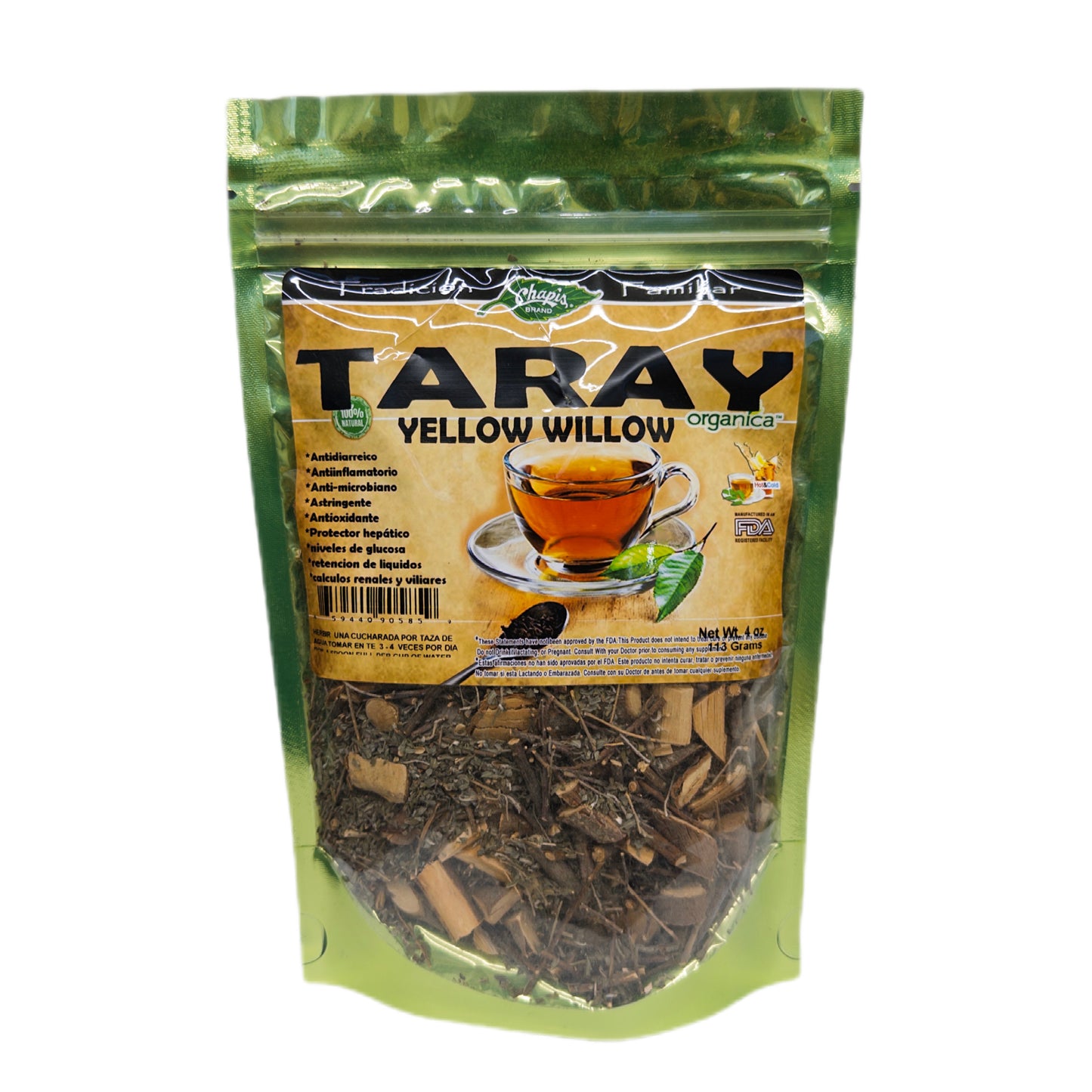 Taray (Yellow Willow) 100% Natural | 4 oz (113 g) | Salix bonplandiana | Corteza Ancestral Mexicana