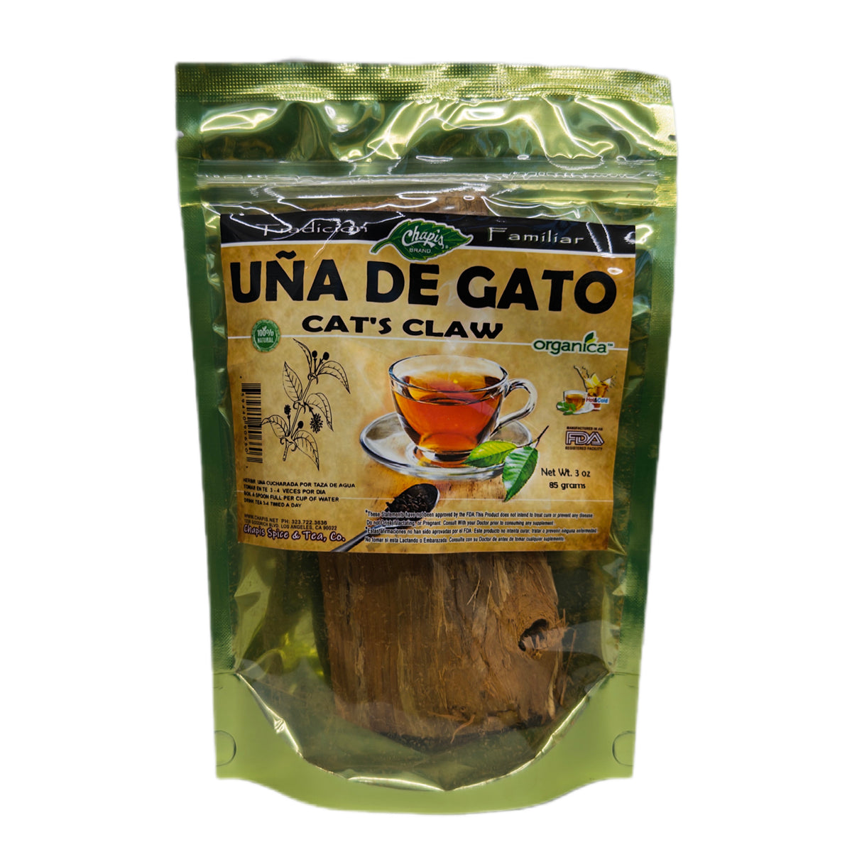 Uña de Gato (Cat's Claw) 100% Natural | 3 oz (85 g) | Uncaria tomentosa | Corteza Tradicional