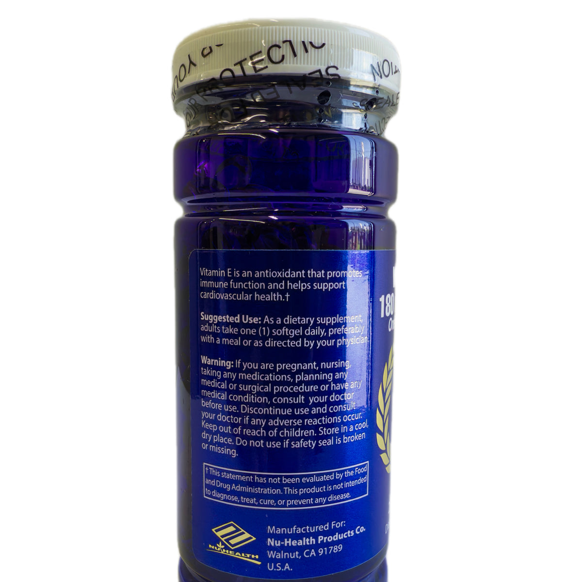 Vitamina E 180 mg (400 UI) – Antioxidante – Suplemento Dietético – 250 Cápsulas Blandas (Softgels)