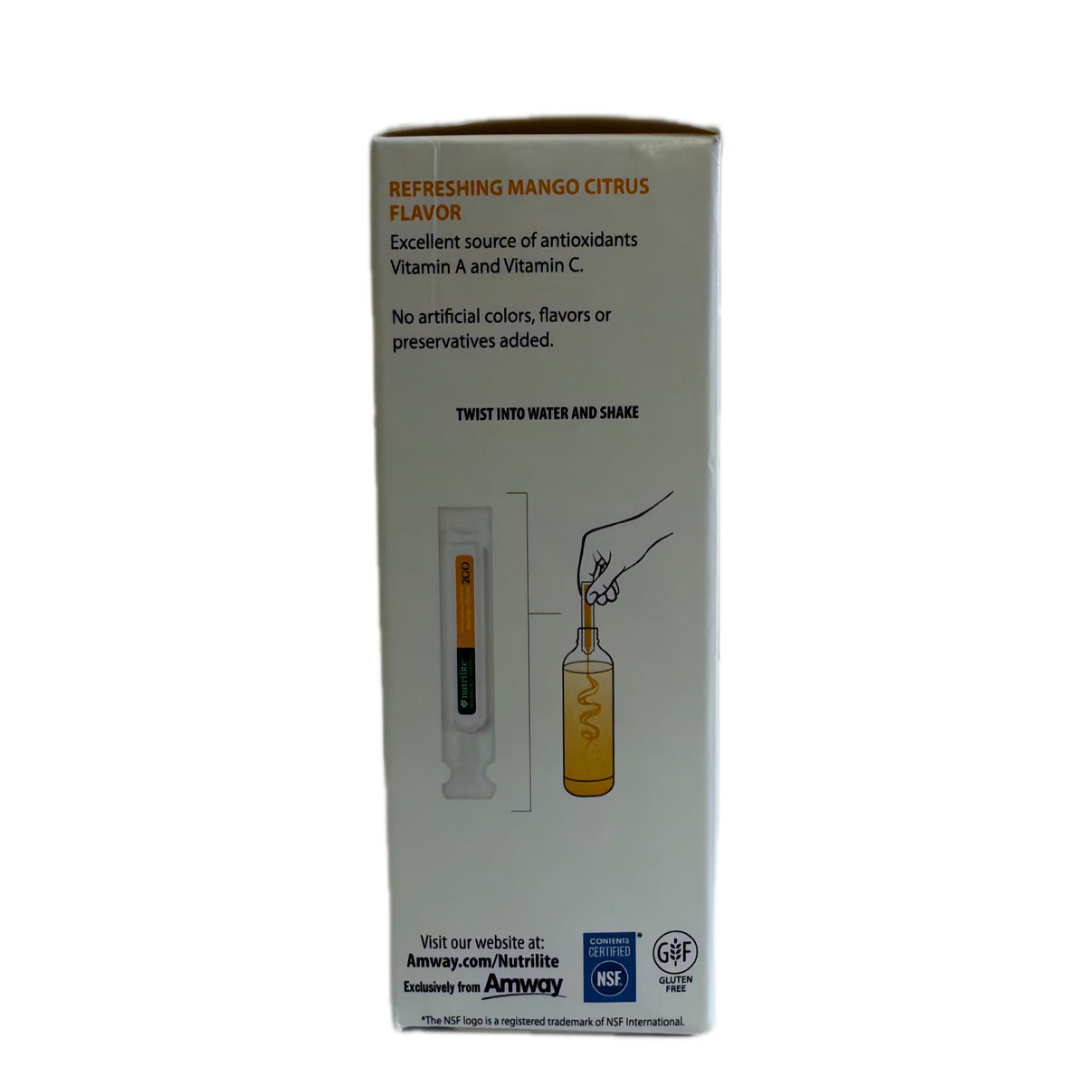 Nutrilite Twist Tubes 2GO — Salud Antioxidante, sabor Mango Citrus