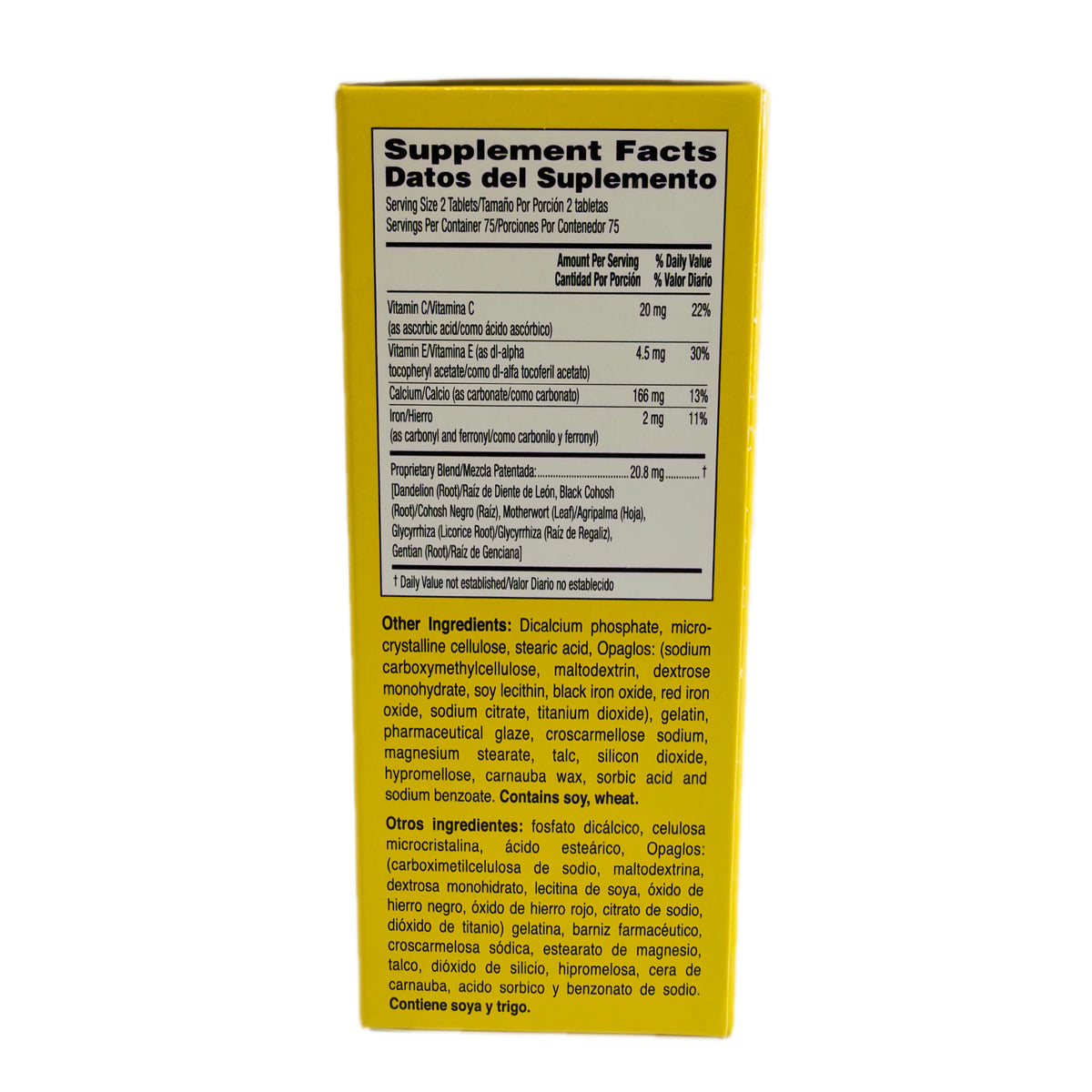 Lydia Pinkham – Suplemento Herbario en Tabletas con Hierbas, Hierro, Calcio y Vitaminas C y E – Apoyo Nutricional – 150 Tabletas