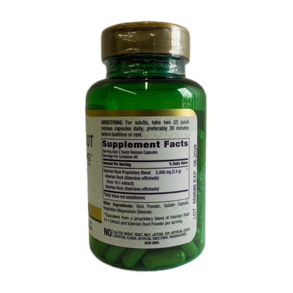 Raíz de Valeriana 2400 mg por Porción – Complejo de Espectro Completo – 120 Cápsulas