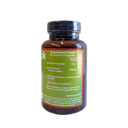 Burdock Root (Bardana) – Raíz de Bardana 860 mg por Porción – Suplemento Herbal – 100 Cápsulas
