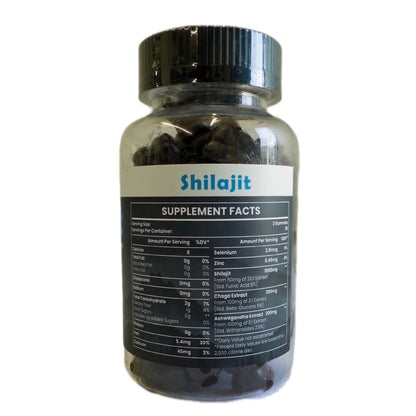 Shilajit 1400 mg con Chaga y Ashwagandha – 60 Gomitas