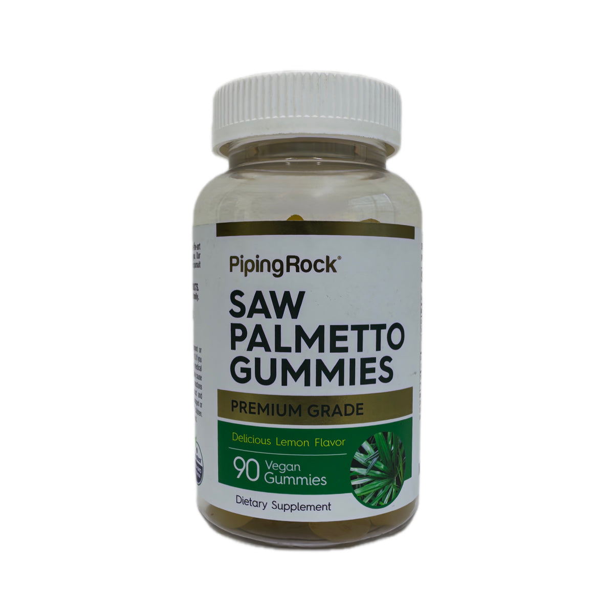 PipingRock Saw Palmetto Gummies — Sabor a Limón, Grado Premium (90 gomitas veganas)