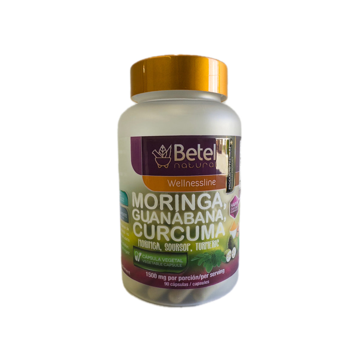 Suplemento Herbal Orgánico con Moringa, Guanábana y Cúrcuma – 90 Cápsulas Vegetales