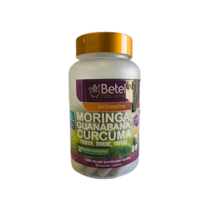 Suplemento Herbal Orgánico con Moringa, Guanábana y Cúrcuma – 90 Cápsulas Vegetales