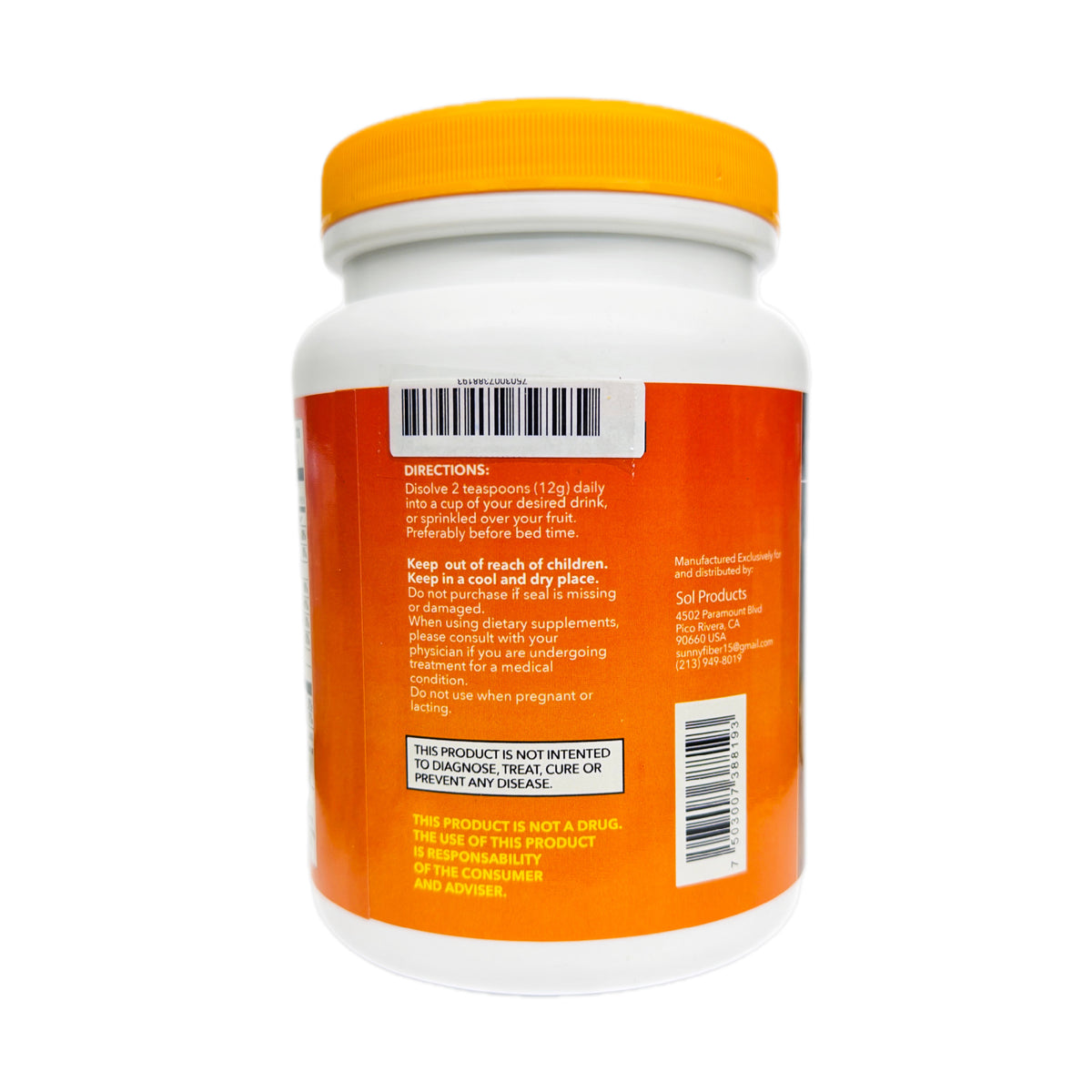 Sunny Fiber — Suplemento de Fibra Natural, sabor Piña y Coco, 650g