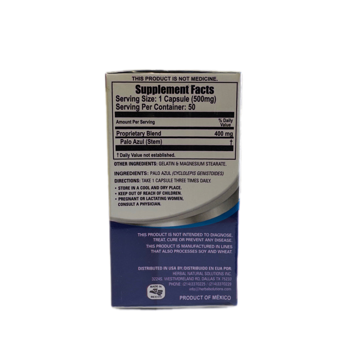 Palo Azul (Cyclolepis genistoides) – Suplemento Herbal en Cápsulas – 50 Cápsulas de 500 mg
