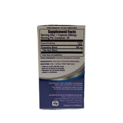 Palo Azul (Cyclolepis genistoides) – Suplemento Herbal en Cápsulas – 50 Cápsulas de 500 mg