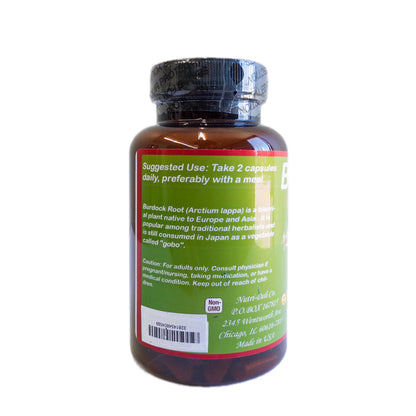 Burdock Root (Bardana) – Raíz de Bardana 860 mg por Porción – Suplemento Herbal – 100 Cápsulas
