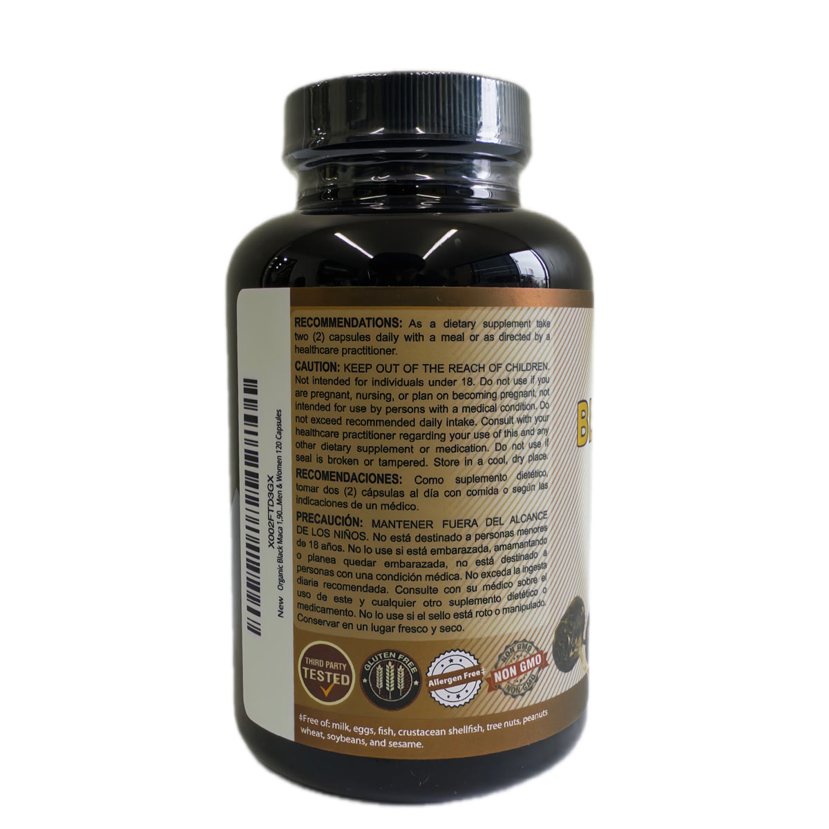 Black Maca Orgánica — 120 Cápsulas | 1,900 mg por Porción