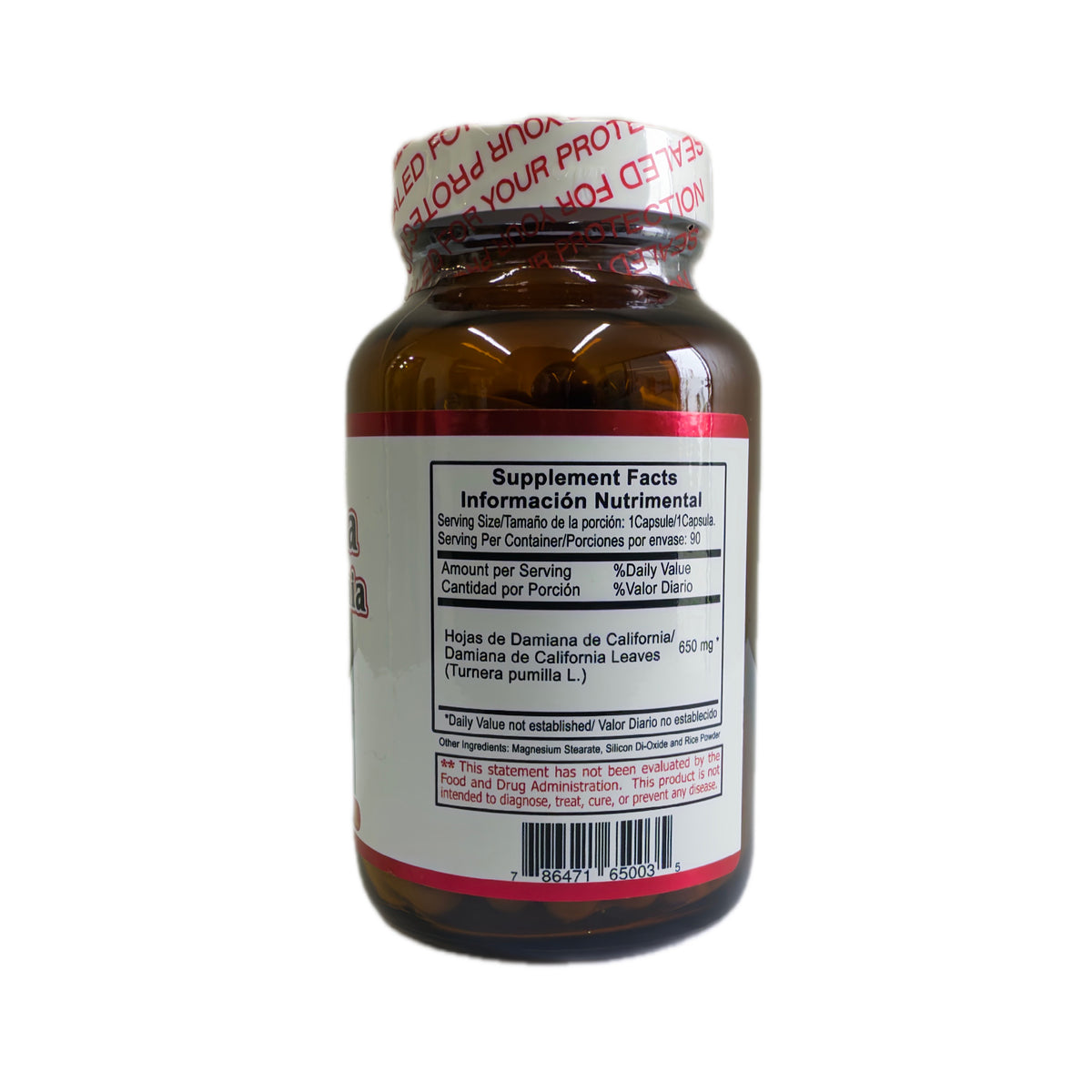 Damiana – Hojas | 650 mg | 90 cápsulas