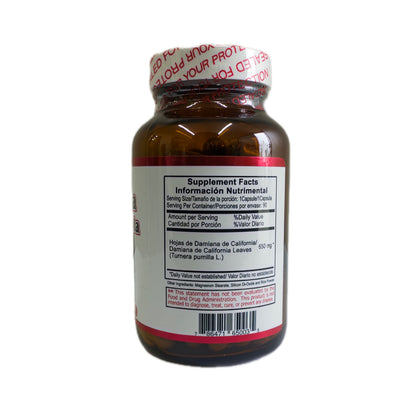 Damiana – Hojas | 650 mg | 90 cápsulas