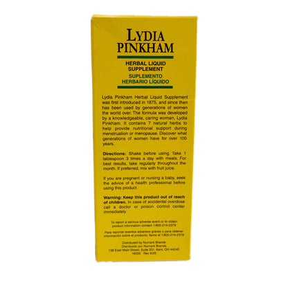 Lydia Pinkham – Suplemento Herbario Líquido con 7 Hierbas – Apoyo Nutricional – 8 fl oz (236 mL)