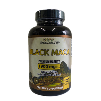Black Maca Orgánica — 120 Cápsulas | 1,900 mg por Porción