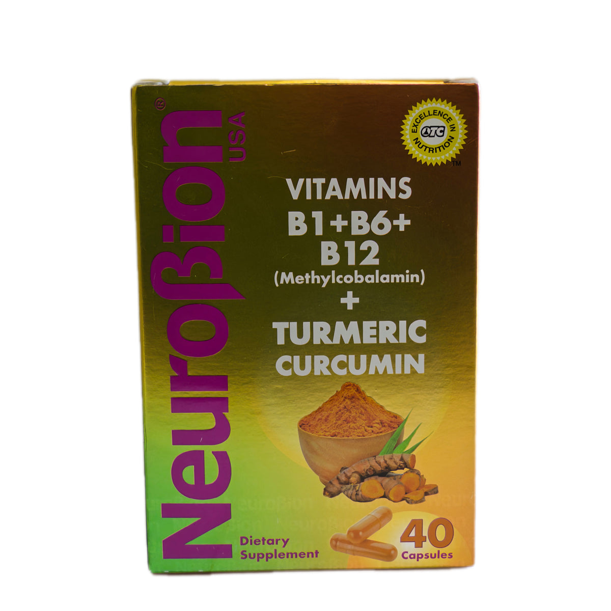 Neurobion USA – Vitaminas B1, B6 y B12 (Metilcobalamina) + Cúrcuma y Curcumina – 40 Cápsulas