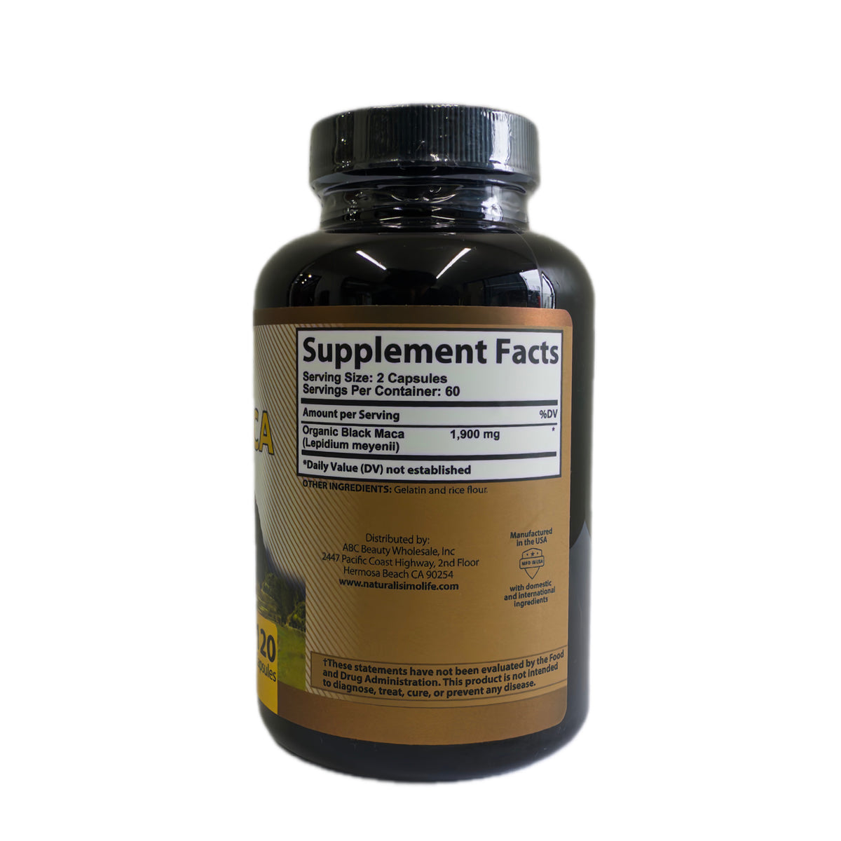 Black Maca Orgánica — 120 Cápsulas | 1,900 mg por Porción