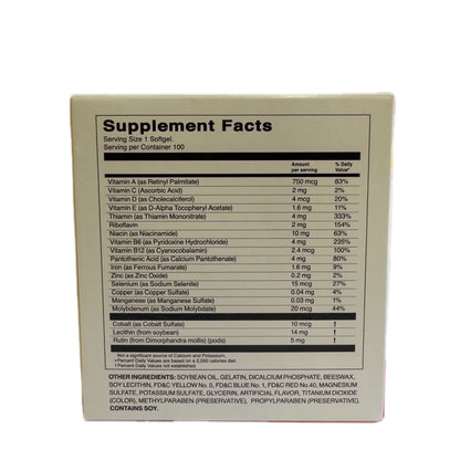 Vital Fuerte H3 EF – Multivitamínico en Softgels con Vitaminas y Minerales – 100 Cápsulas