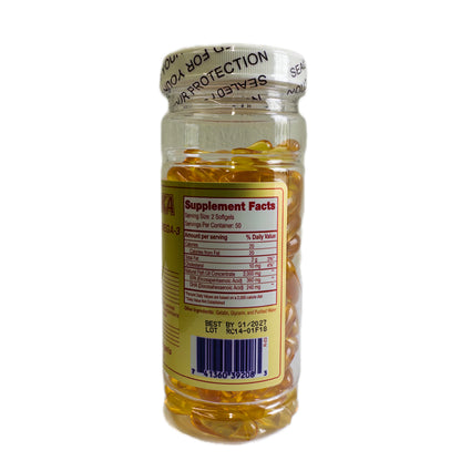 Omega-3 Aceite de Pescado Concentrado con EPA y DHA – 1,000 mg – 100 Cápsulas Blandas