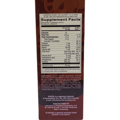 Jarabe Multivitamínico con Complejo B para Niños de 7 a 12 Años – Sabor Cereza, 8 fl oz (240 mL)
