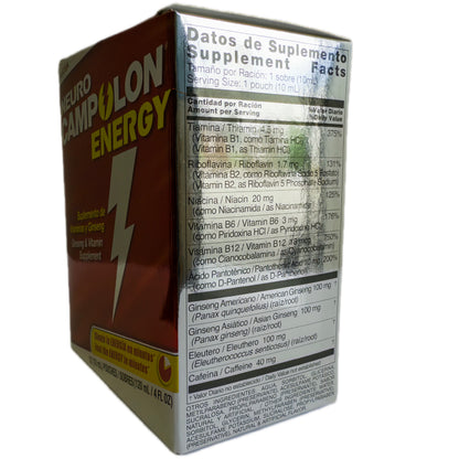 Complejo de Vitaminas B con Ginseng Americano, Asiático y Eleuthero – 12 Sobres Líquidos de 10 mL