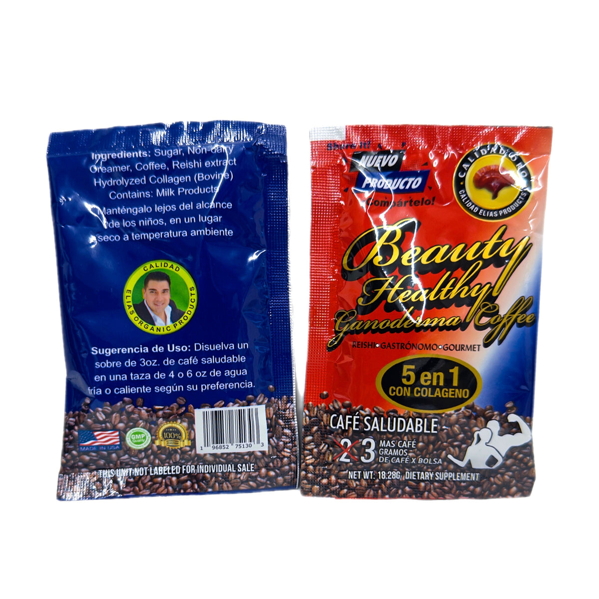 Beauty Healthy Ganoderma Coffee — Café Saludable 5 en 1 con Colágeno, 18 sobres de 18.28g