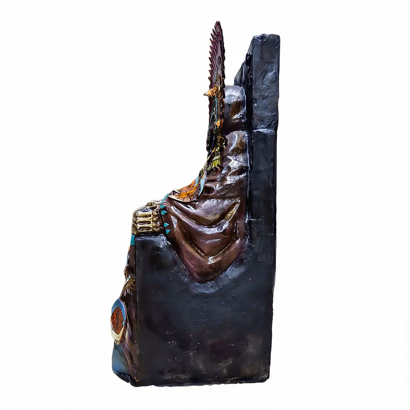 Santa Muerte Azteca | Escultura Artesanal Pintada a Mano | 74" de Altura